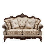 Luxury Formal Loveseat: Cherry, Gold Tip, Solid Wood Living Room - $29,102.95 MXN