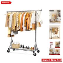 Large Capacity Rolling Clothes Rack - Ideal for Home &amp; Laundry Spaces, 4... - $81.13