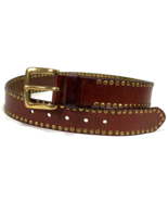 NY&amp;CO Brown Genuine Leather Belt - Brass Studs/Buckle - Made in Italy - ... - €18,83 EUR