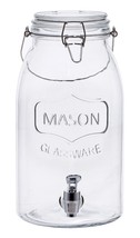 Dispenser Mason Jar 1 Gallon Beverage Jar Drink Juice Water Clear Glass Spigot - £11.28 GBP