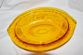 Vintage Amber Depression Glass 10&quot; Oval Serving Dish Daisy Pattern - £27.28 GBP