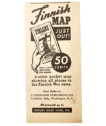 1940 Finnish Map Finland Relief Advertisement WW2 Era Charity War Fundin... - €17,28 EUR