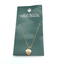 Wild Fable Necklace Disc Pendant Flower Gold Tone - £3.98 GBP