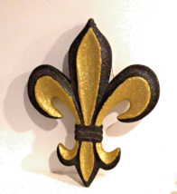15&quot; x 12&quot; Black and Gold Glittered Fleur De Lis Mardi Gras Ornament - £12.05 GBP