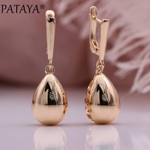 PATAYA New Glossy Water Drop Unique Earrings Women 585 Rose Gold Color Geometric - £16.79 GBP