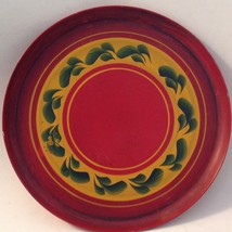 Vintage Hand Painted Decorative 7.5&quot; Tole Toleware Metal Plate - £12.57 GBP