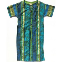 Vintage Royal Hawaiian dress batik stripes size S blue green cream AS IS  - £27.64 GBP