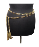 Leatherock Kayla Double Wrap Heavy Weight Gold Tone Chain Belt, Leather ... - £59.33 GBP