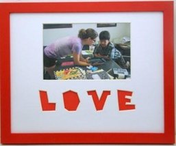 Tabletop Valentines Day Red Wood Photo Picture Frame 8x10 with Love Mat ... - $25.50