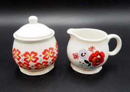 Pioneer Woman Flea Market Creamer and Sugar Bowl Set Pattern Stoneware Floral - £16.11 GBP