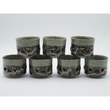 Vintage Obori Somayaki Sama Ware Crackle Double Wall Tea Cups Set of 7 J... - $84.15