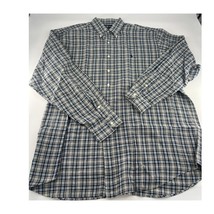 Ralph Lauren Shirt Mens Extra Large Blue Gray Plaid Blake 100% Cotton Bu... - $18.50