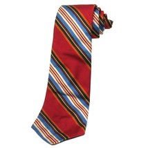 Sir George Vintage Mens Silk Twill Tie Diagonal Stripe Pattern Red Multicolor - £10.96 GBP