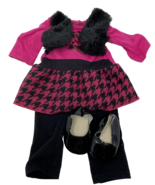 Dollie &amp; Me Doll Outfit Pink/Black Houndstooth Dress, Leggings Shoes - $14.24