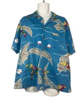 Barefoot in Paradise Size 2XL Tropical Bird Print Casual Button Front Shirt - £19.17 GBP
