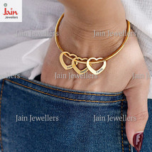 18 Kt, 22 Kt Yellow Gold Personalized Custom Engraved Heart Bangle Bracelet - £1,634.58 GBP+