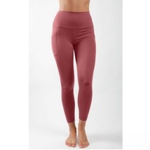Blush Pink High Waist Side Pocket Capri Athletic Exercise Leggings S Yogalicious - £17.91 GBP