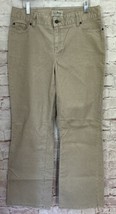 LL Bean Jeans Women 12 R Favorite Fit Straight Beige Stretch Corduroy 34x30 - $23.20