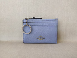 Coach Mini schmales Kartenetui mit Reißverschluss aus genarbtem Leder T ... - $34.01