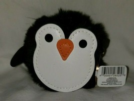 Animal Black Fuzzy Penguin Plush Pom Pom Key Chain Ring 2.5&quot; - £3.45 GBP