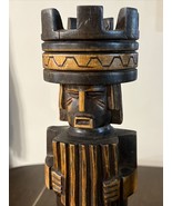 VINTAGE MCM ART DECO WOOD CANDLE STAND HUGE CHESS PIECE ATOMIC RETRO - €193,13 EUR
