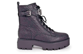 Guess Women Boots - 9.5 US EU 40 Black Leather Combat Platform Ankle New - $3,389.11 MXN