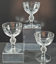 3 Morgantown Golf Ball Clear Low Sherbet Set Vintage Optic Bowl Stemware MCM Lot - £30.88 GBP