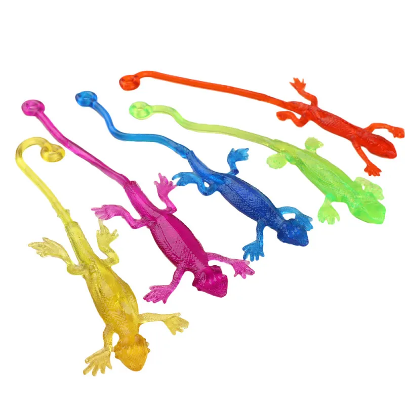 Play 5/10PCS Multi-color Stretchy Sticky Play Funny Sticky Lizard Animals Hand P - £23.32 GBP