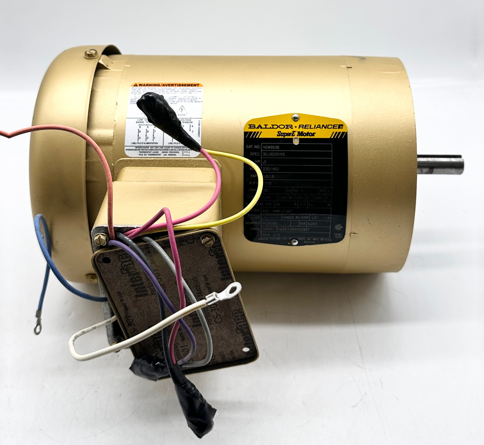 Baldor-Reliance VEM3538 AC Motor, 0.5 HP Frame 56C  - $215.00