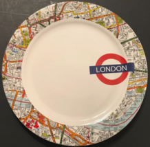 ROSANNA London White Street City Map Vintage Round Ceramic England Chop Plate 12 - £18.24 GBP