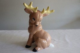 Vintage 9&quot; Mold Christmas Ceramic Reindeer Deer Quilted Hand Painted Pat... - $356.64 MXN