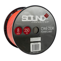 Cw8-250R, 8 Gauge 250&#39; Cca Amplifier Power / Ground Amp Wire Spool, Red - £73.69 GBP