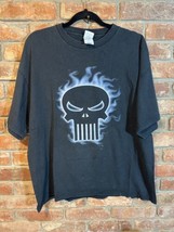 Vtg Y2K  Marvel Comics Punisher Shirt Skull Logo with Flames  XL Nice Fade Read - £18.78 GBP