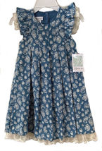 Bonnie Jean Posh Release Pleat Float Printed Denim Dress with Lace Trim, 2T-6X - £26.82 GBP+