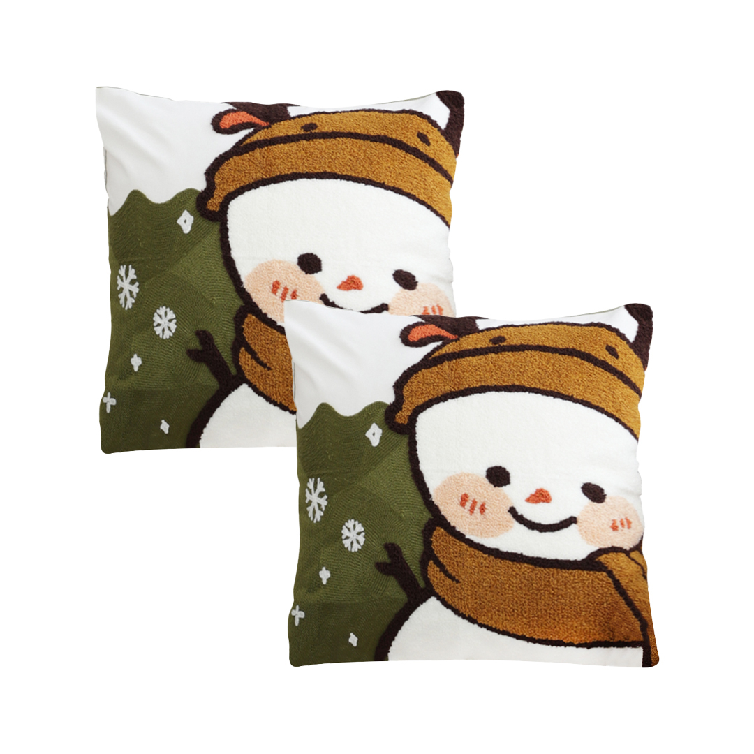 SOGA 2X 45cm Festive Snowman Christmas Decorative Pillow Covers for Sofa and Bed Item image 4