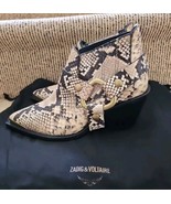 ZADIG &amp; VOLTAIRE N&#39;Dricks Wild Ankle Boots Western Gold Buckle Snake Lea... - €148,84 EUR