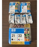 Lot Genuine HP 21 ink C9351A Black Ink Cartridges &amp; HP 22 Color  SEALED OEM - $1,505.34 MXN