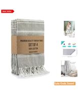 Turkish Cotton Hand Towels Set of 4 for Bathroom and Travel in Silver Gray - $28.66