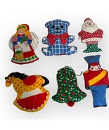 (6) VTG-1970s- Fabric Cut &amp; Sew Stuffed Christmas Ornaments Santa Tree S... - $333.37 MXN