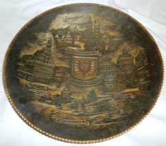 UNIQUE SOLID BRONZE EMBOSSED DECORATIVE 12&quot; DISH ESSLINGENaN OTTO LAUTEN... - $156.00