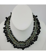 Vintage Handmade Shell Beaded Necklace Choker 14 Inch Beige Black - $249.41 MXN