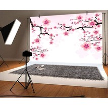 Romantic Cherry Blossoms Backdrop 9X6Ft Photography Background Valentine&#39;S Day D - £43.17 GBP