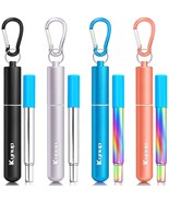 Kynup Reusable Straws, 4Pack Collapsible Portable Metal Straw Reusable F... - $23.75