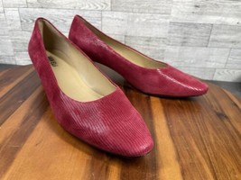 Vaneli Kitten Heels Women 11.5M Astyr Shoes Red Suede Snake Embossed Pumps - $27.54