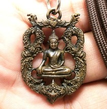 Thai Lord Buddha Beautiful Art Craft Brass Amulet Pendant Lucky Charm Necklace - £19.93 GBP