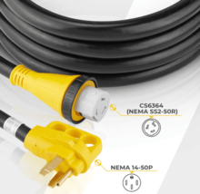 50A NEMA 14-50P to CS6364 (NEMA SS2-50R) Generator cord - £293.49 GBP