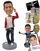 Personalized Bobblehead Guy Swagging It Out With A Stylish Pair Of Jeans And A C - £71.39 GBP
