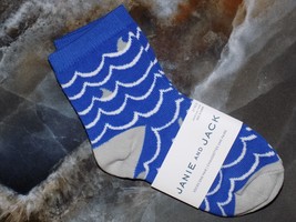 Janie and Jack Blue Wave W/Shark Fin Print Crew Socks Size 2T TO 3 Boy&#39;s... - £8.63 GBP