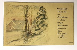 Christmas Wishes Antique PC 1922 Winter Landscape Scene Lewisberry PA - £2.75 GBP