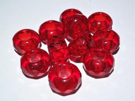 6(Six) 8 x 14 mm Large Hole Rondelle Beads: Light Siam - £2.00 GBP